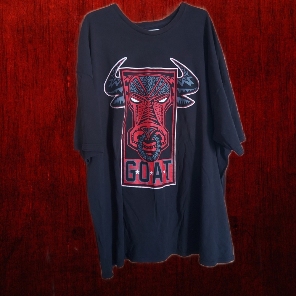 NBA Chicago Bulls/GOAT. 2 Tee. Size 5X Tall. Black Red.